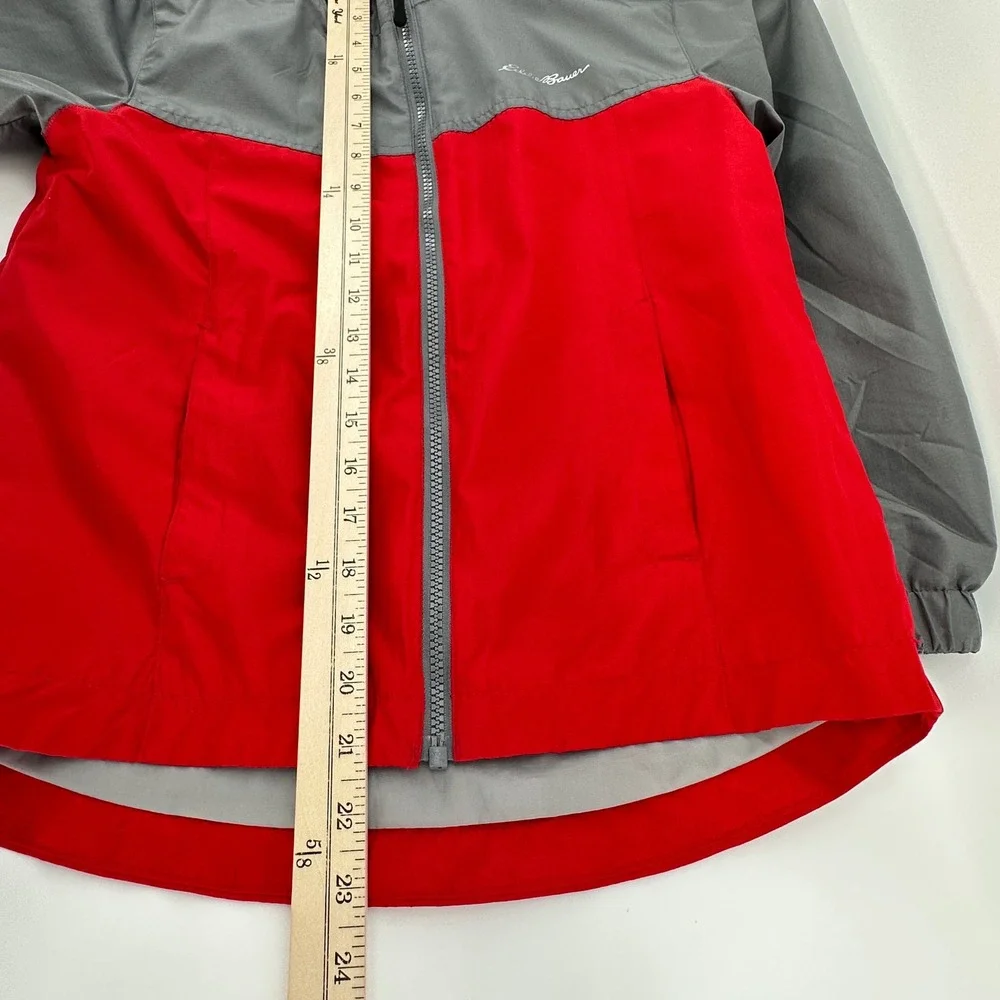 Eddie Bauer Kids Red Gray‎ Hooded Windbreaker Jacket Size S 7 8 Lightweight